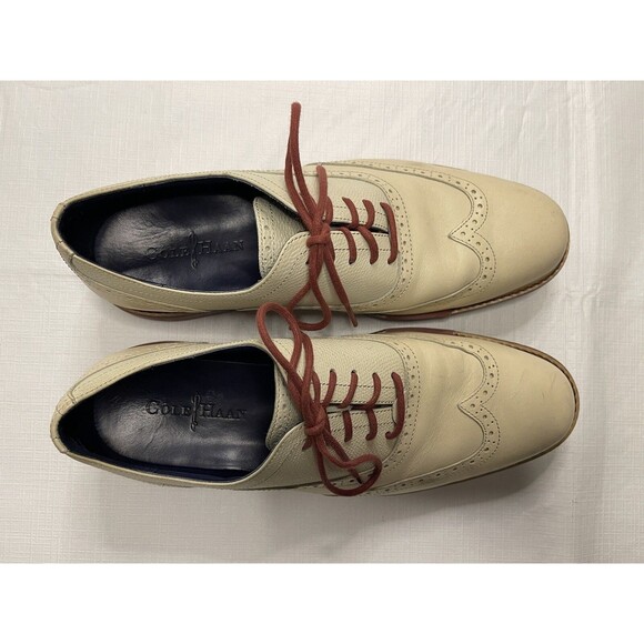 Men\'s Cole Haan Great Jones Wingtip Oxford Shoes Size 9.5 Ivory Red C11234 main image 9